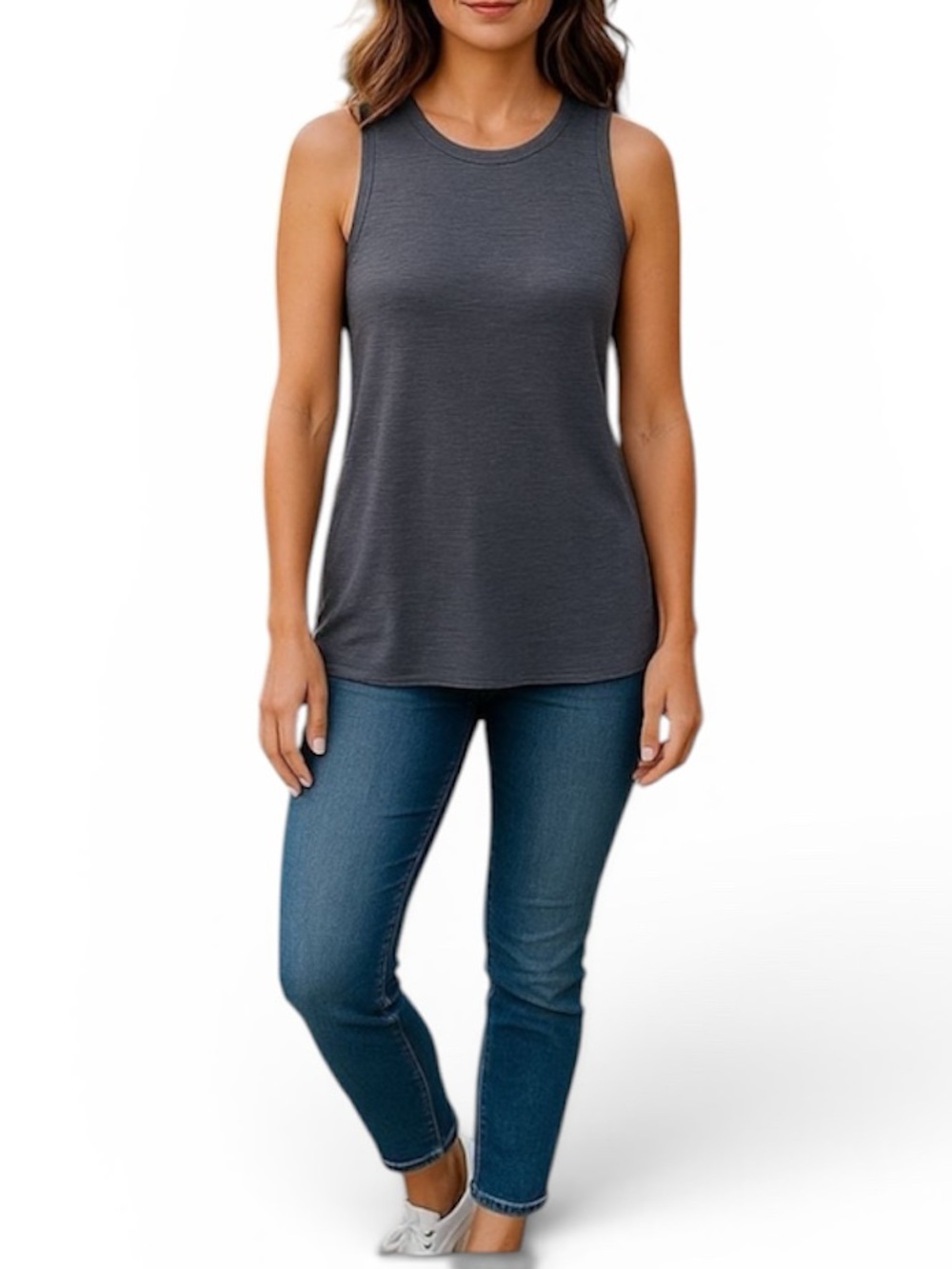 Lou & Grey Soft Slub Tunic Tank in Heather Blue Size Small
